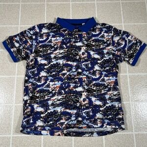 Robert Graham Polo Shirt Mens L Purple Blue Paisley Classic Abstract Cotton Aop